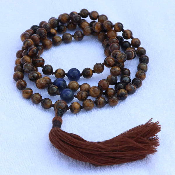 Hand Knotted Tiger’s Eye Stone Prayer Mala