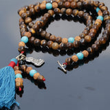 Earth Touching Buddha Charm Tiger Eye Japa Mala