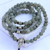 Labradorite Stone Mala With Double Dorje