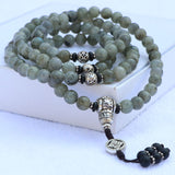 Labradorite Stone Mala With Double Dorje
