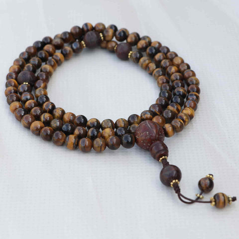 Antique Bodhi Tiger Eye Stone Prayer Mala