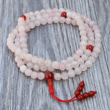 Rose Quartz Stone Japa Mala with Carnelian