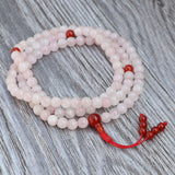 Rose Quartz Stone Japa Mala with Carnelian