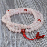 Rose Quartz Stone Japa Mala with Carnelian