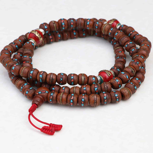 Antique Inlay Bodhi Seed Prayer Mala