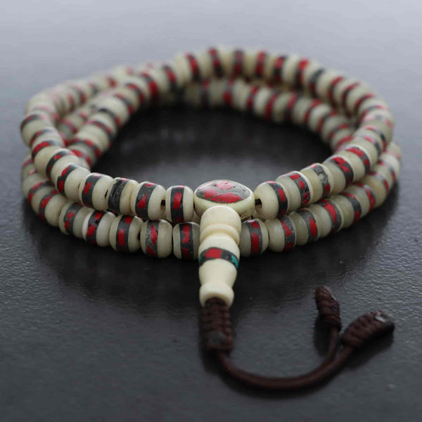 Inlaid Yak Bone Prayer Mala