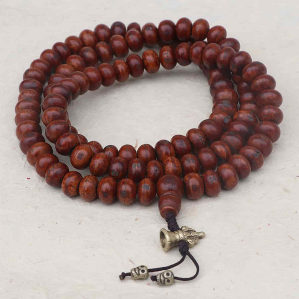 Natural One Eye Nepali Bodhi Seed & Bell Prayer Mala