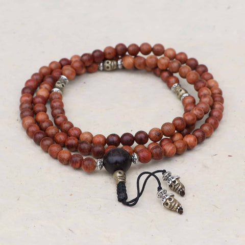 Skull Bayong Wood Japa Mala