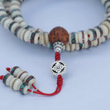 Antique Bodhi Inlaid Yak Bone Prayer Mala