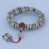 Antique Bodhi Inlaid Yak Bone Prayer Mala