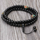 Inlaid Brass Black Onyx Stone Japa Mala
