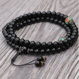 Inlaid Brass Black Onyx Stone Japa Mala