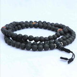 Lava Stone Yoga Mala With Carnelian Spacer