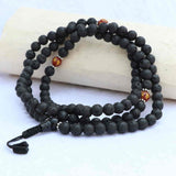 Lava Stone Yoga Mala With Carnelian Spacer