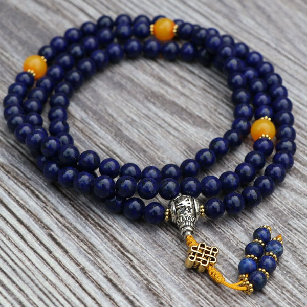 Tibetan Mantra Lapis Lazuli Stone Japa Mala