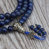 Tibetan Mantra Lapis lazuli Stone Japa Mala With Endless Knot