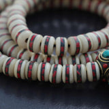 Yak Bone Japa Mala With Inlaid Brass Bead