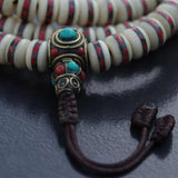 Yak Bone Japa Mala With Inlaid Brass Bead