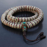 Yak Bone Japa Mala With Inlaid Brass Bead