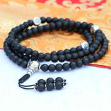 Hindu Om Matte Onyx Stone Japa Mala