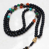 Seven Chakra Matte Onyx Stone Mala