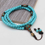 Inlaid Brass Turquoise Stone Prayer Mala