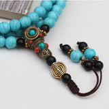 Inlaid Brass Turquoise Stone Prayer Mala