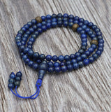Lapis Lazuli Stone Prayer Mala With Mantra Carved Bead