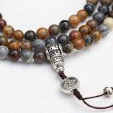 Tibetan Mantra River Stone Prayer Mala With Double Dorjee