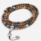 Tibetan Mantra River Stone Prayer Mala With Double Dorjee