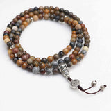 Tibetan Mantra River Stone Prayer Mala With Double Dorjee