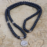 Elephant Charm Matte Onyx Stone Prayer Mala