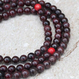 Garnet Stone Prayer Mala with Coral