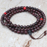 Garnet Stone Prayer Mala with Coral