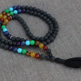 Seven Chakra Lava Stone Japa Mala