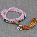 Seven Chakra Rose Quartz Stone Japa Mala