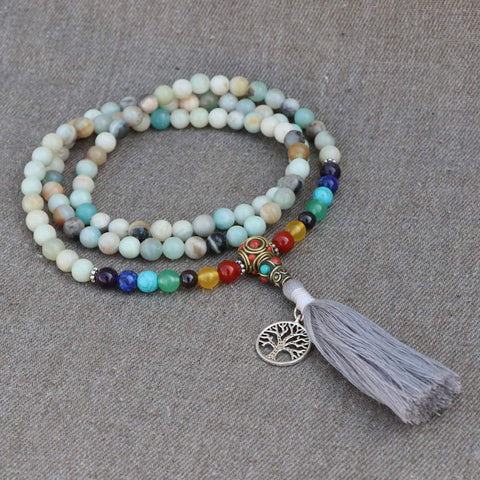 Seven Chakra Amazonite Stone Japa Mala