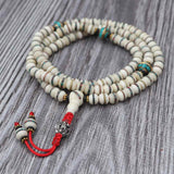 Tibetan Mantra Inlaid Yak Bone Prayer Mala