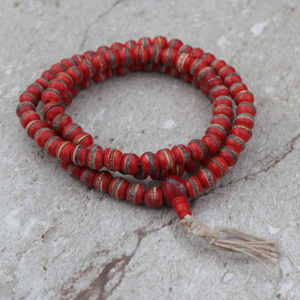 Inlaid Yak Bone Prayer Mala