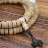Dzi Bead Inlaid Yak Bone Prayer Mala