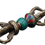 Stone Inlaid Tibetan Brass Vajra / Dorje