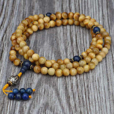 Tiger Eye Yoga Mala With Lapis Stone Spacer